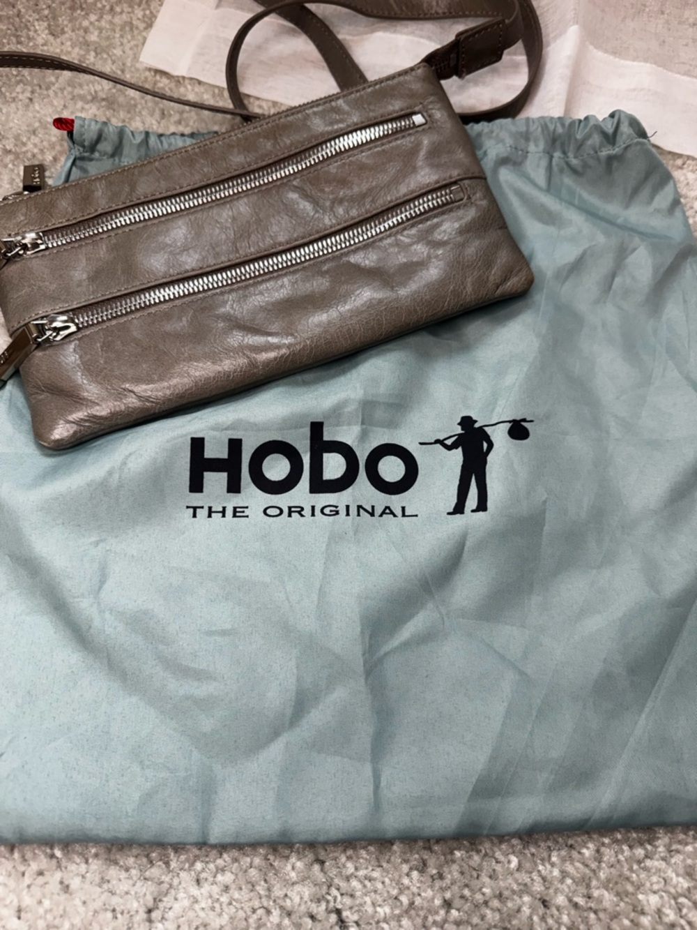 HOBO Grey Pouch Lined Crossbody w/ Dust Bag - Picture 7 of 9